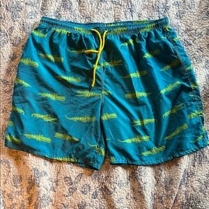 Men's Blue Alligator Print Swim Shorts